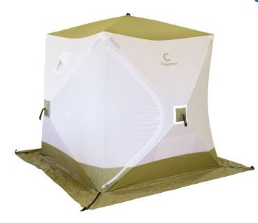 Палатка зимняя куб СЛЕДОПЫТ 1,8 х1,8 м, Oxford 210D PU 1000, S по полу 3,2  кв.м, цв. оливковый/белы